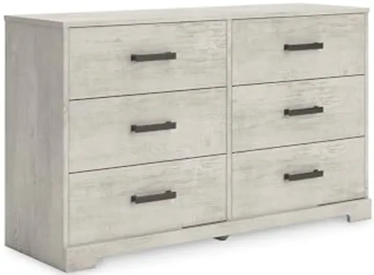 Signature Design by Ashley Shawburn 6 Drawer Modern Farmhouse Dresser, Whitewash