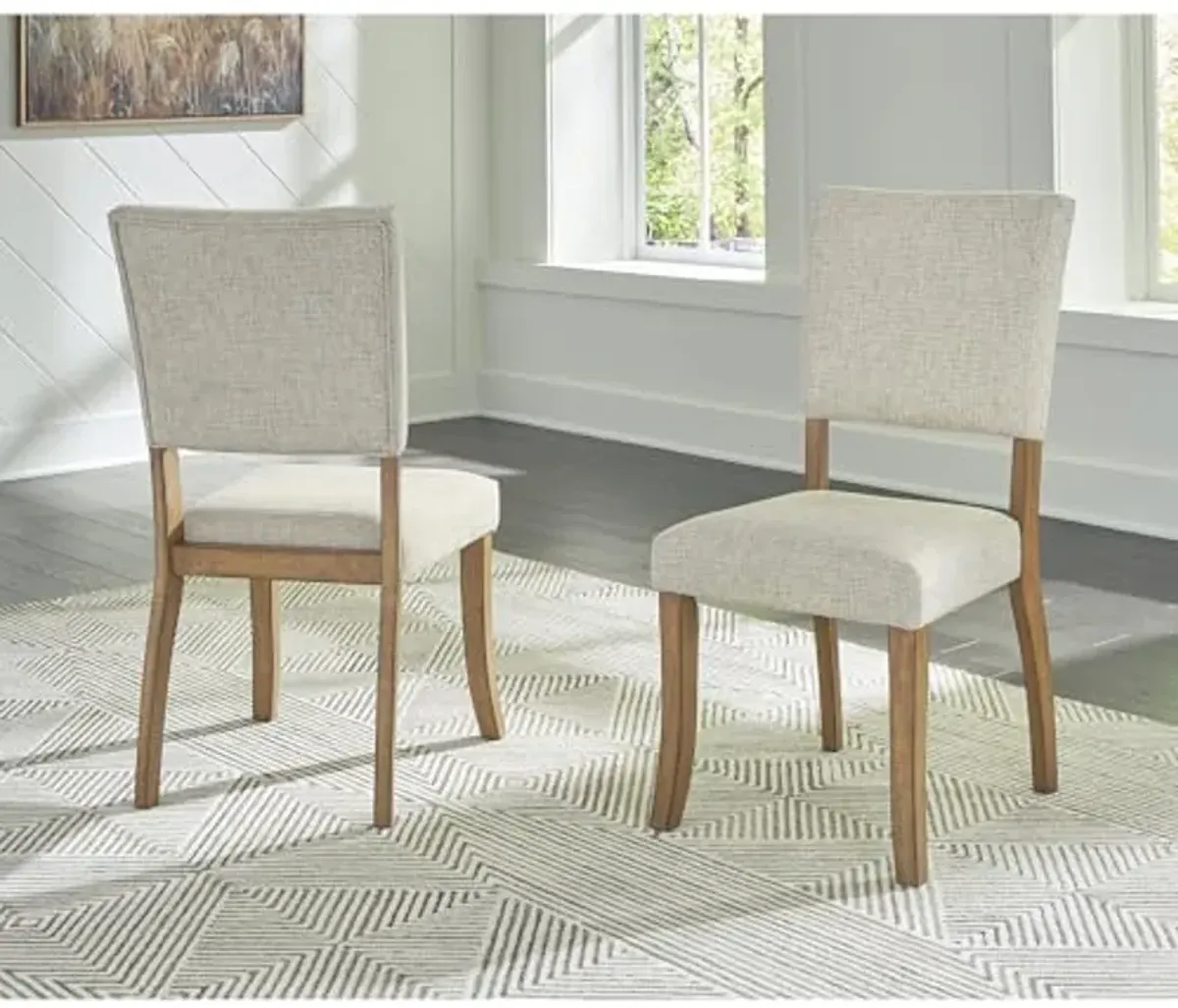 Signature Design by Ashley Rybergston Upholstered Dining Chairs with Adjustable Levelers, Set of 2, Light Brown