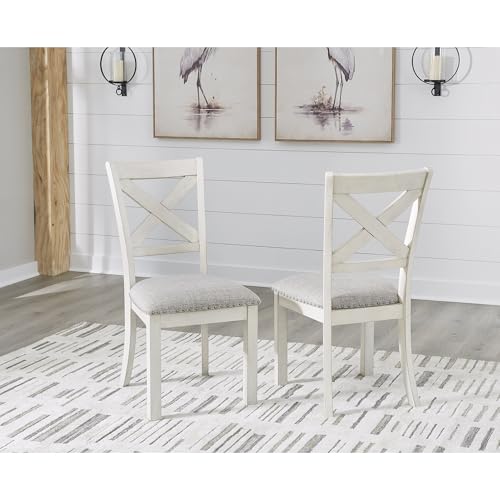 Signature Design by Ashley Robbinsdale Upholstered Nailhead Trim Dining Chairs, Set of 2, Antique White