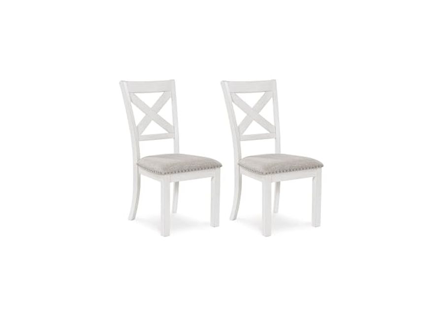 Signature Design by Ashley Robbinsdale Upholstered Nailhead Trim Dining Chairs, Set of 2, Antique White