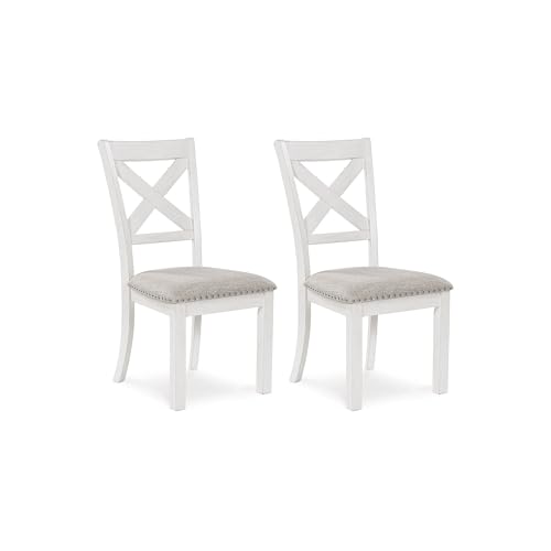 Signature Design by Ashley Robbinsdale Upholstered Nailhead Trim Dining Chairs, Set of 2, Antique White