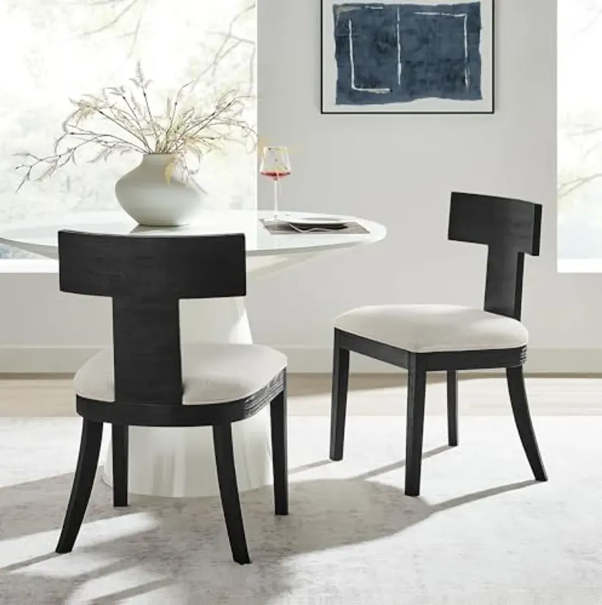 Modway Peregrine Upholstered Dining Chairs in Black Heathered Weave Ivory