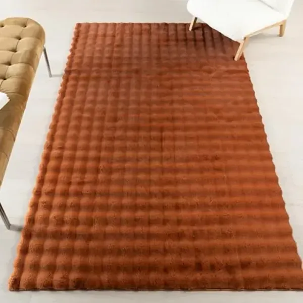 Nuloom Jeni Brick, 5' x 8', Solid Faux Rabbit, Fluffy and Cozy, High Traffic, Stain Resistant, Easy Clean, Durable Washable Area Rug for Bedroom, Living Room, Dining, Den, Foyer, Entryway