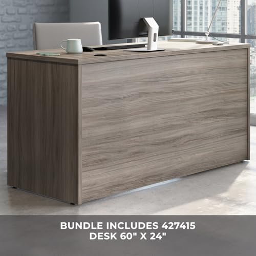 OfficeWorks by Sauder Affirm 60" Desk,(2) 2 Drawer Pedestal, Hudson Elm Finish