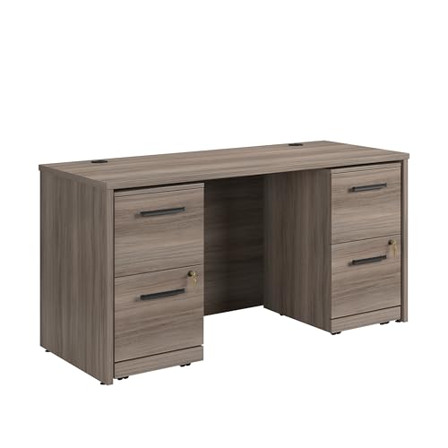 OfficeWorks by Sauder Affirm 60" Desk,(2) 2 Drawer Pedestal, Hudson Elm Finish