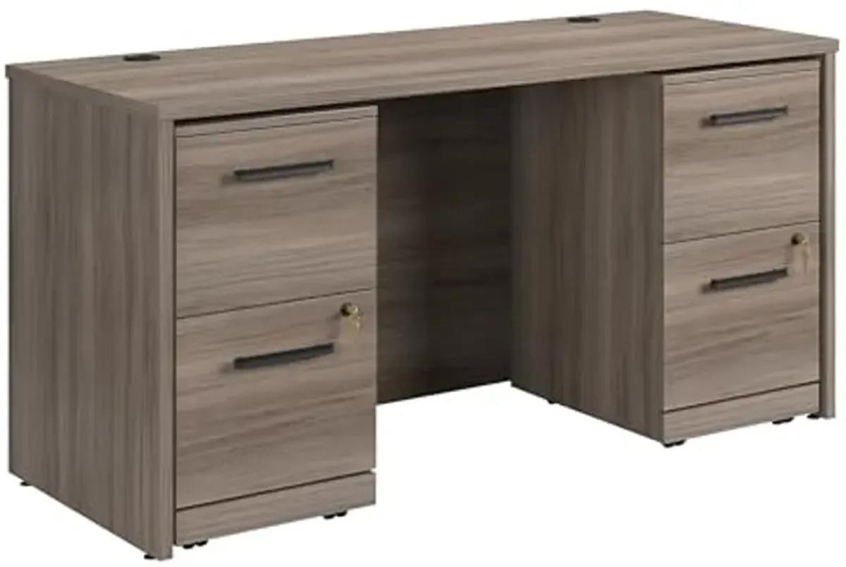 OfficeWorks by Sauder Affirm 60" Desk,(2) 2 Drawer Pedestal, Hudson Elm Finish