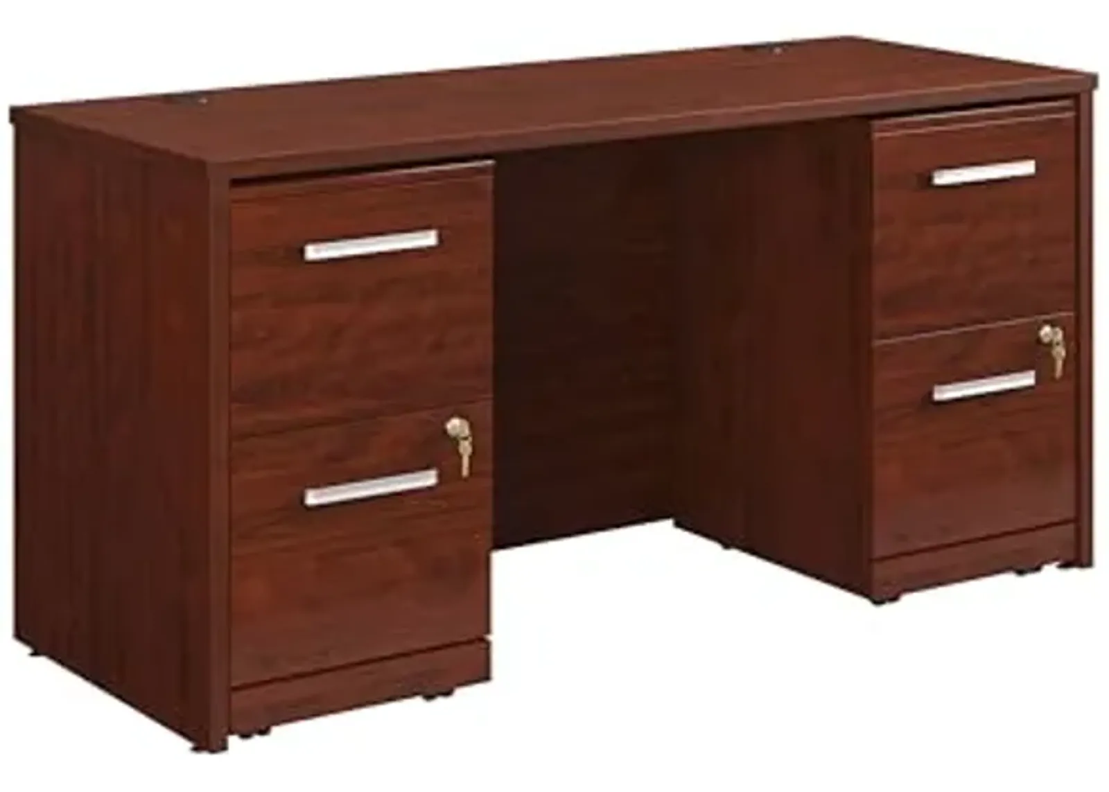 OfficeWorks by Sauder Affirm 60" Desk,(2) 2 Drawer Pedestal, Classic Cherry Finish