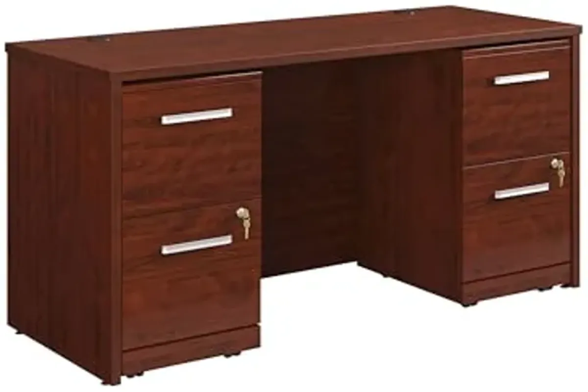 OfficeWorks by Sauder Affirm 60" Desk,(2) 2 Drawer Pedestal, Classic Cherry Finish