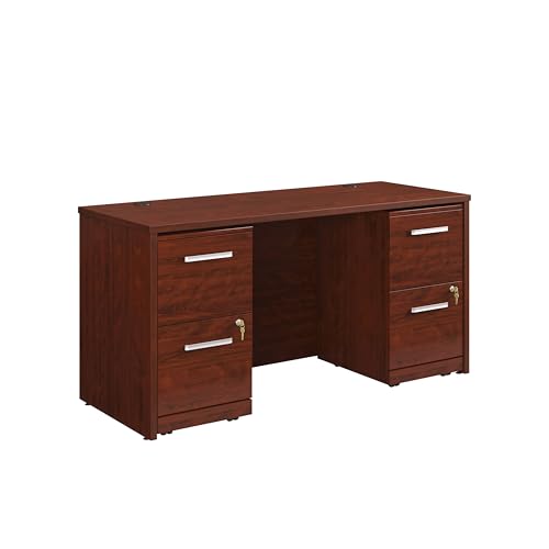 OfficeWorks by Sauder Affirm 60" Desk,(2) 2 Drawer Pedestal, Classic Cherry Finish