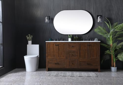 Elegant Lighting VF2860D Soma 60" Free Standing Double Basin Vanity Set with Cabinet and Marble Vanity Top - Natural Oak