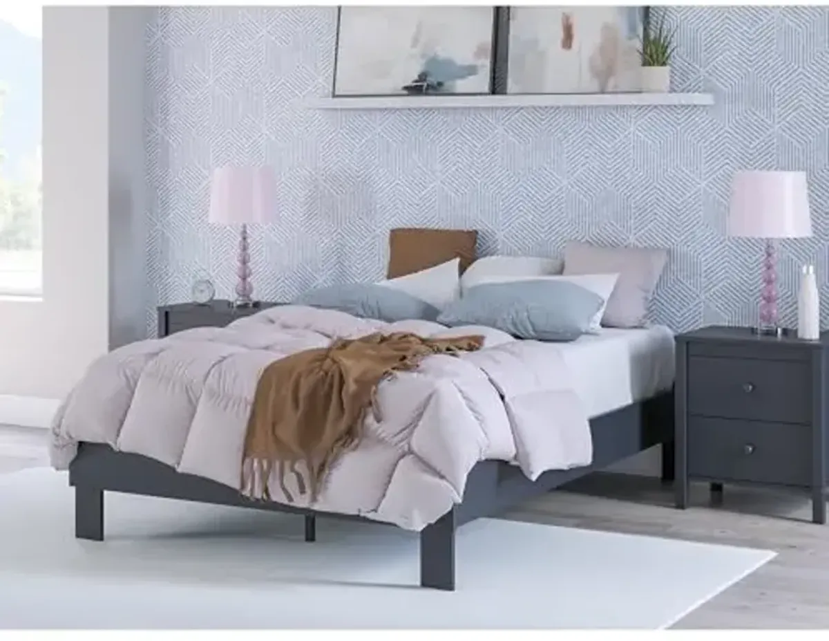 Signature Design by Ashley Simmenfort Vintage Full Platform Bed with Metal Slats, No Box Spring Needed, Blue