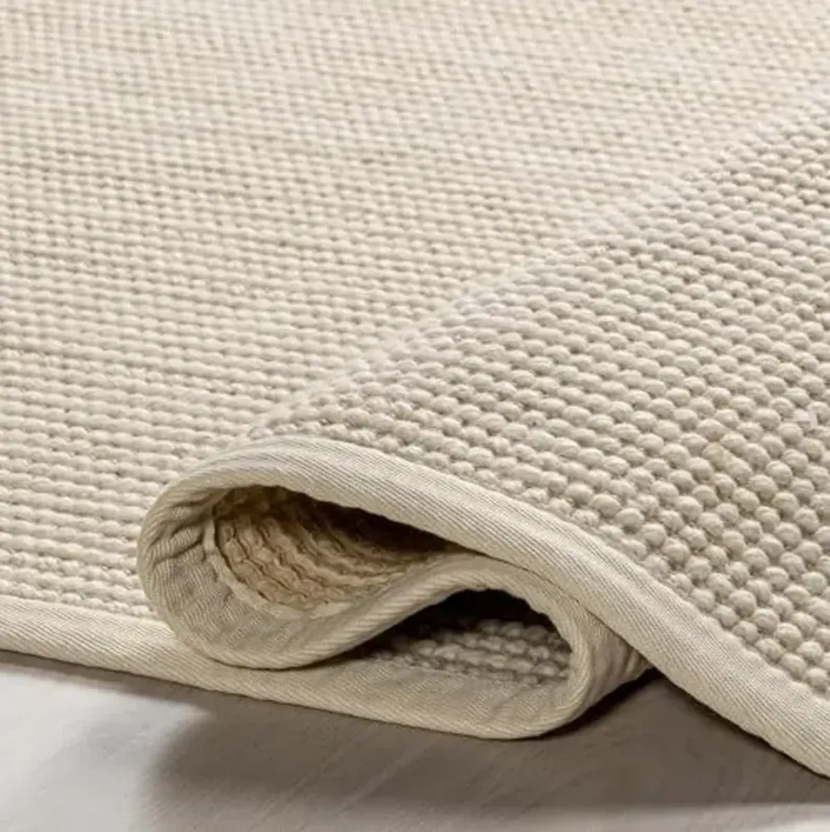 Rugs USA 2'6" x 12' Patricia Handmade Jute and Wool Indoor Runner Rug, Solid Farmhouse Design, Natural Fiber, for Bedroom, Living Room, Hallway, Office, Kitchen, Entryway, Ivory