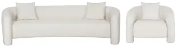 Manhattan Comfort Sylvia 2-Piece Set – Modern Tweed Sofa and Accent Chair, Kiln-Dried Pine Wood Frame, High-Density Foam Padding, Fully Assembled, Glam Furniture for Living Room, Angora