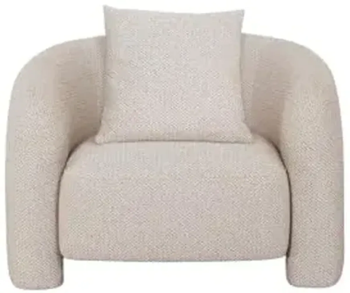 Manhattan Comfort Sylvia Tweed Accent Chair with Pillow, Luxurious Upholstery, Kiln-Dried Pine Frame, High-Density Foam Cushioning, No Assembly Required, Perfect for Living Room & Bedroom, Gold Dust
