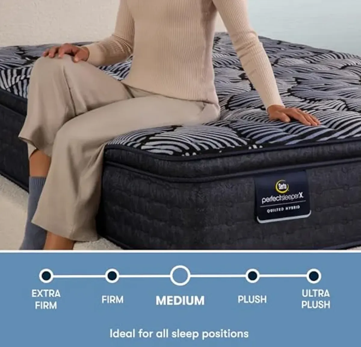 Serta Perfect Sleeper X - Lexton 14.25" Medium Pillow Top Cal King Quilted Hybrid Mattress - 5 Support Zones and Cooling Tech for a Restorative Sleep - 100 Night Trial, CertiPUR-US Certified