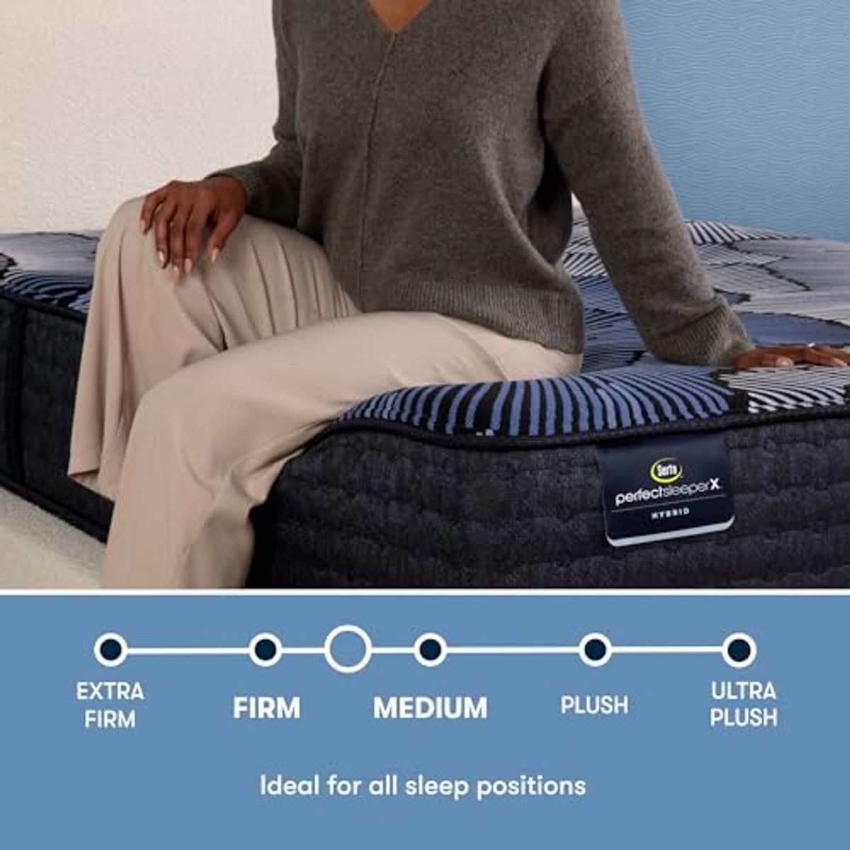 Serta Perfect Sleeper X - Prescott 14" Medium Firm Queen Hybrid Mattress - 5 Support Zones and Cooling Tech for a Restorative Sleep - 100 Night Trial, CertiPUR-US Certified