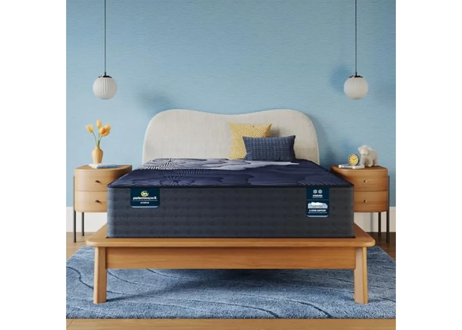 Serta Perfect Sleeper X - Prescott 14" Medium Firm Queen Hybrid Mattress - 5 Support Zones and Cooling Tech for a Restorative Sleep - 100 Night Trial, CertiPUR-US Certified