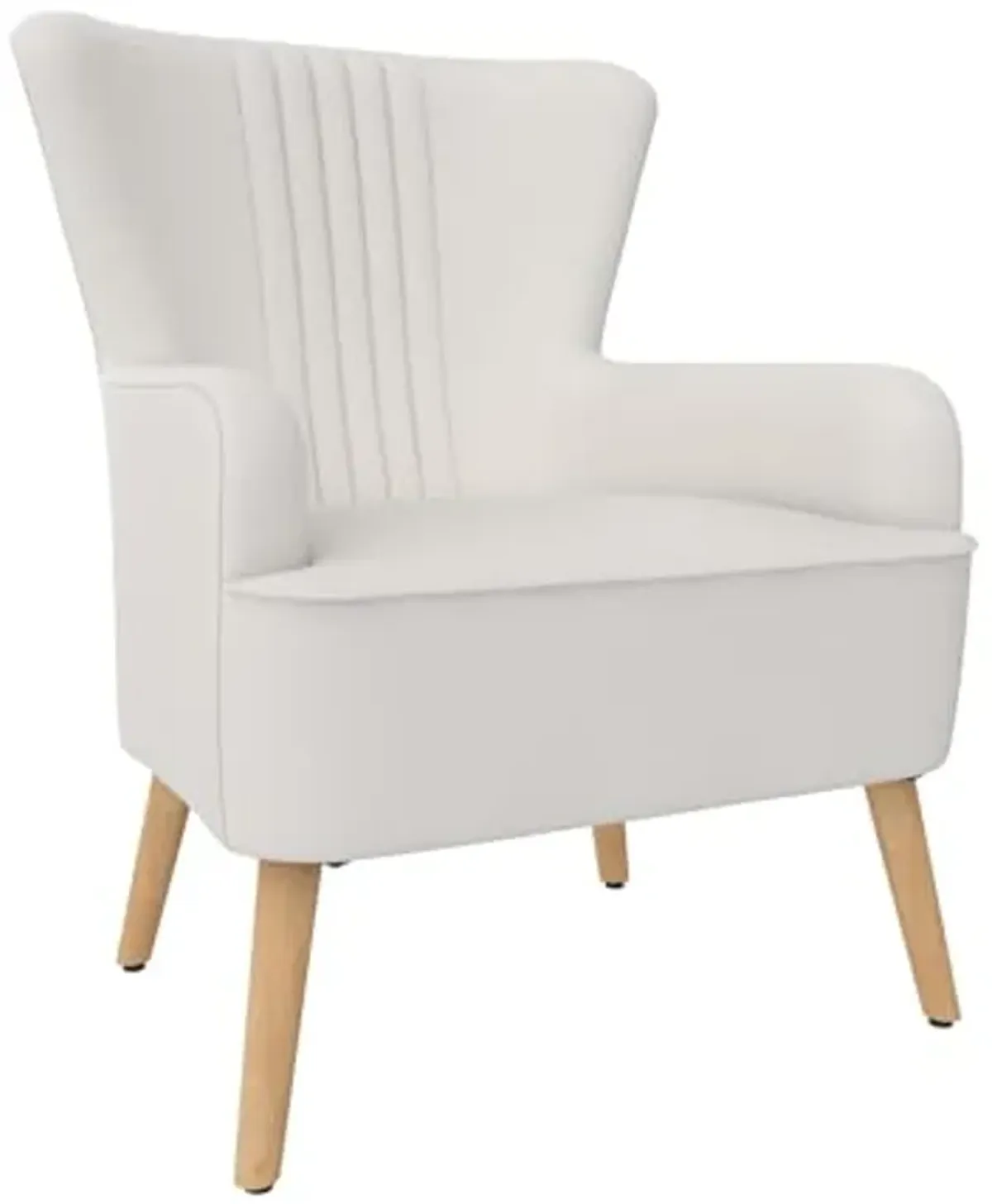 Novogratz William Tufted Accent Chair, Living Room Armchair, White Faux Leather