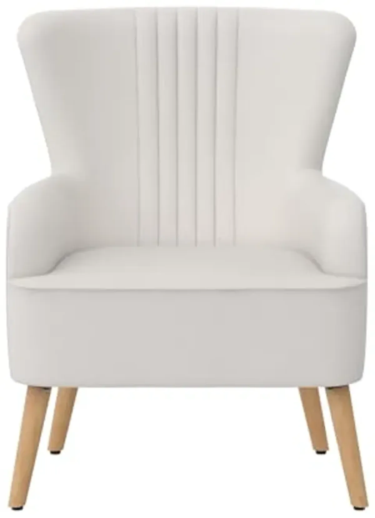 Novogratz William Tufted Accent Chair, Living Room Armchair, White Faux Leather