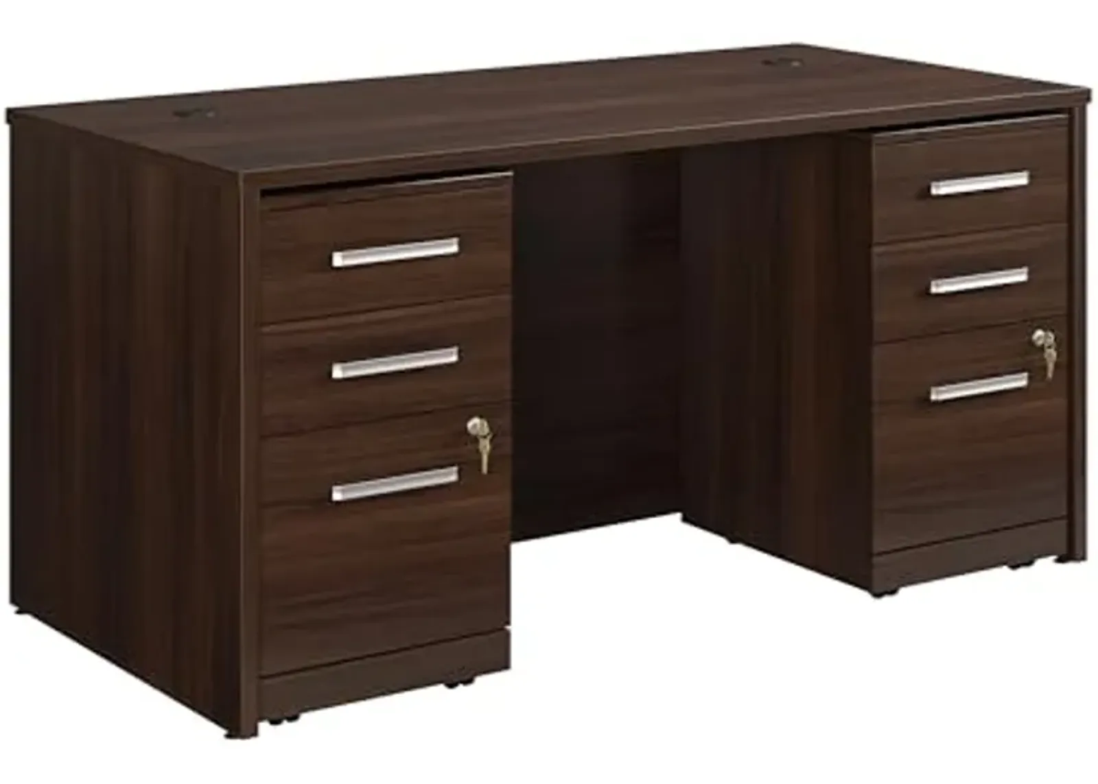 OfficeWorks by Sauder Affirm 60x30 Office Desk, 3-Drawer Pedestals (X2), Noble Elm Finish