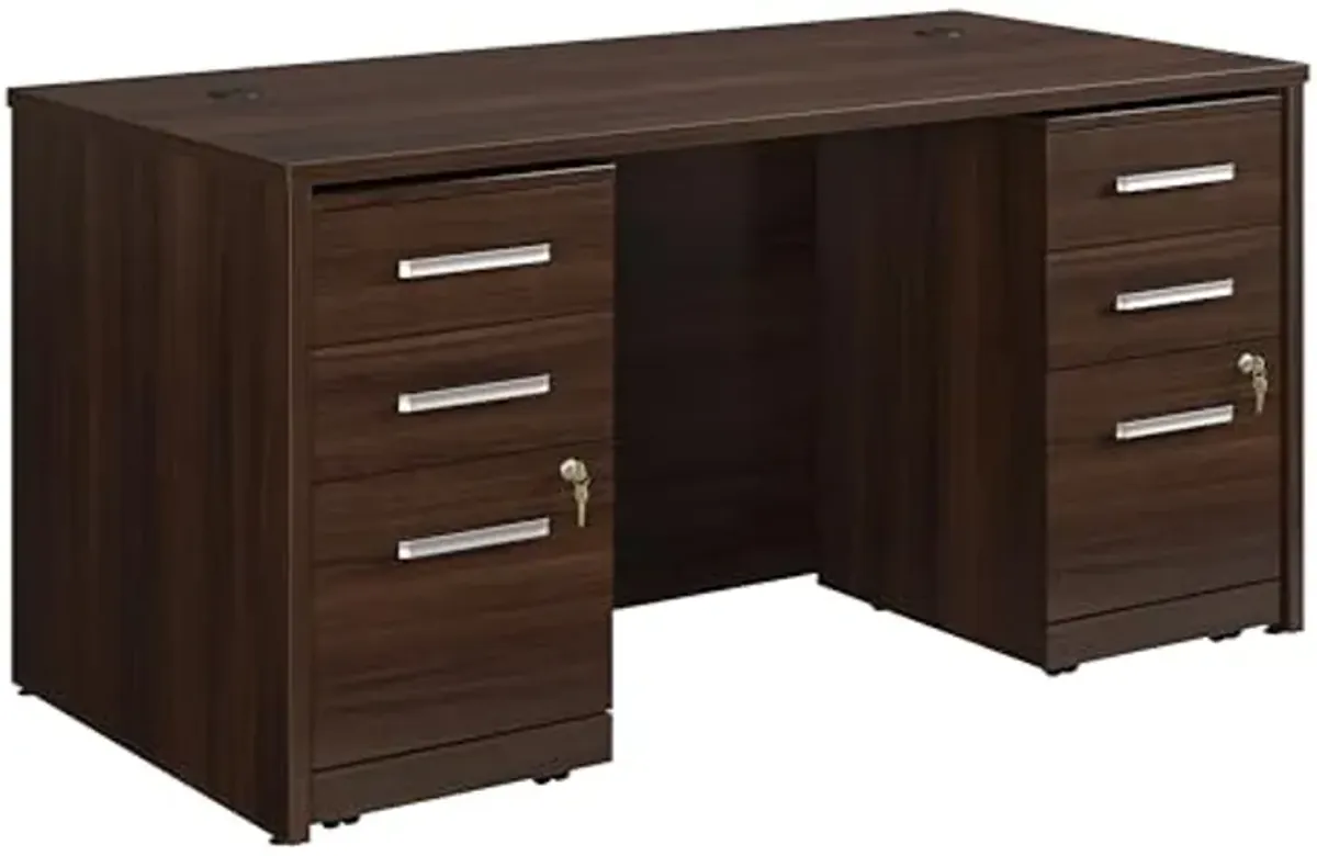 OfficeWorks by Sauder Affirm 60x30 Office Desk, 3-Drawer Pedestals (X2), Noble Elm Finish