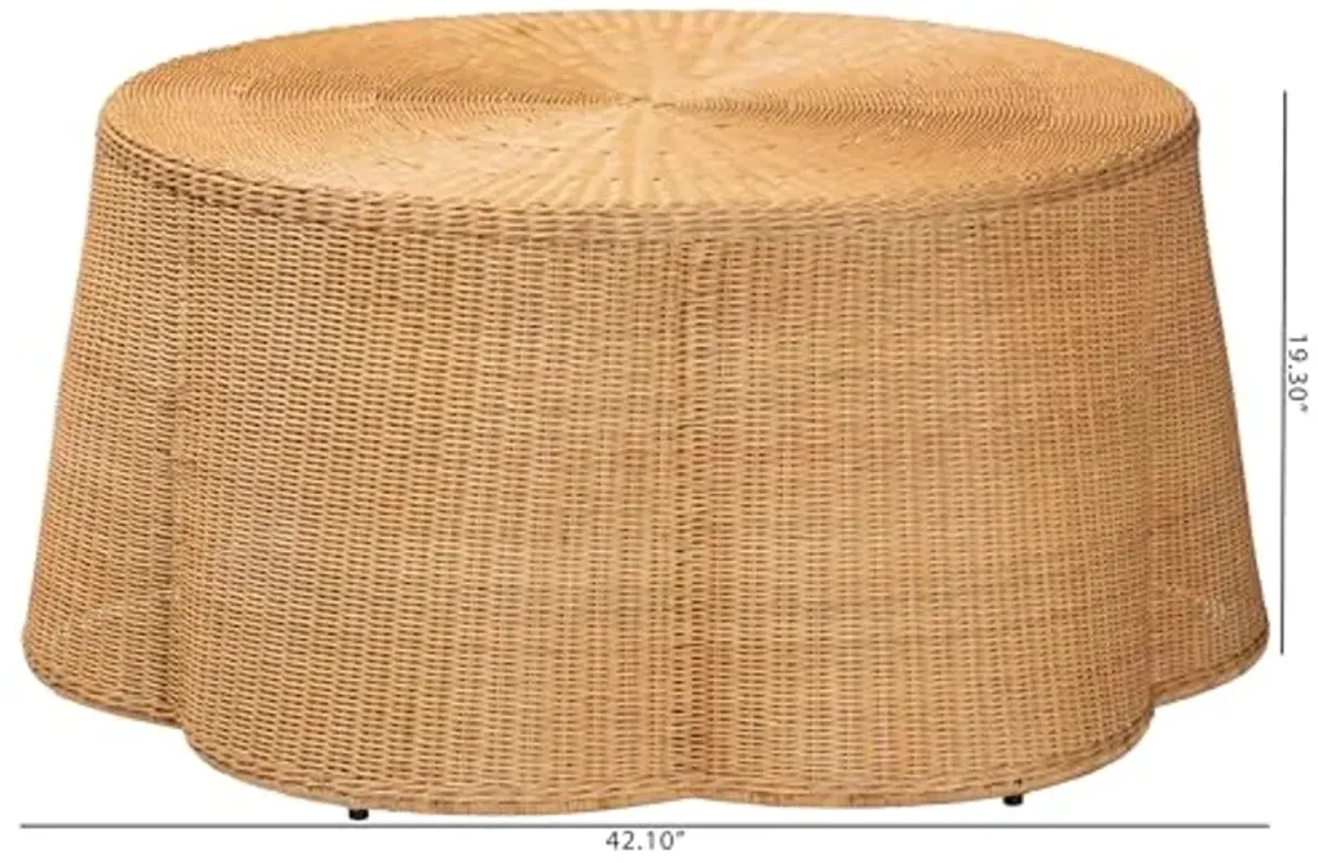 bali & pari Palm Bohemian Honey Scallop Rattan Coffee Table