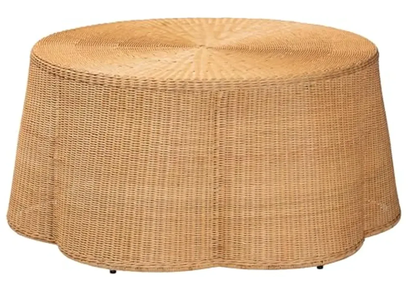 bali & pari Palm Bohemian Honey Scallop Rattan Coffee Table