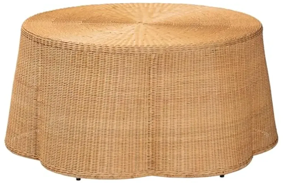 bali & pari Palm Bohemian Honey Scallop Rattan Coffee Table