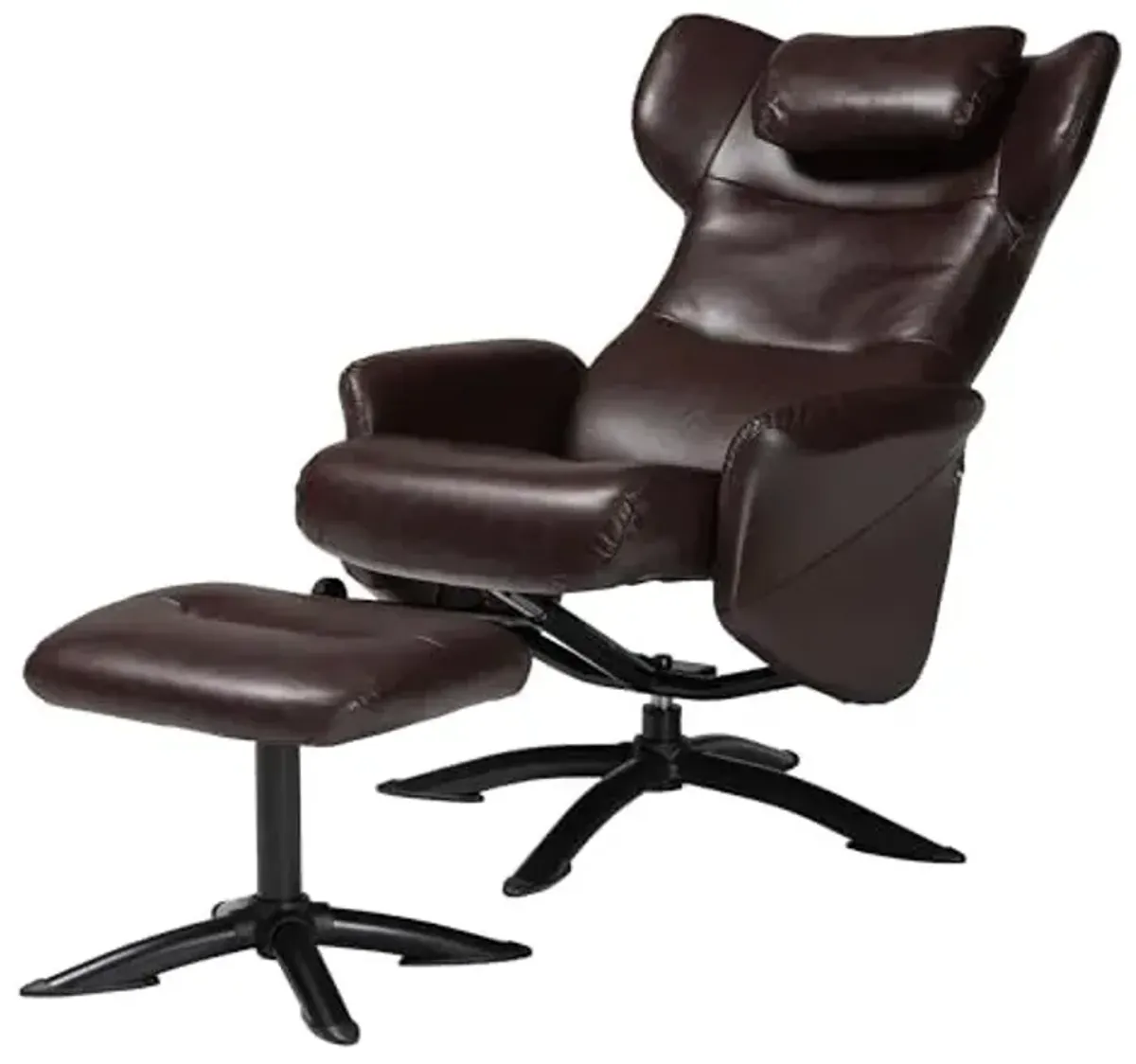 Baxton Studio Elwood Lounge Chair and Footrest Set, 2-Piece, Dark Brown/Black