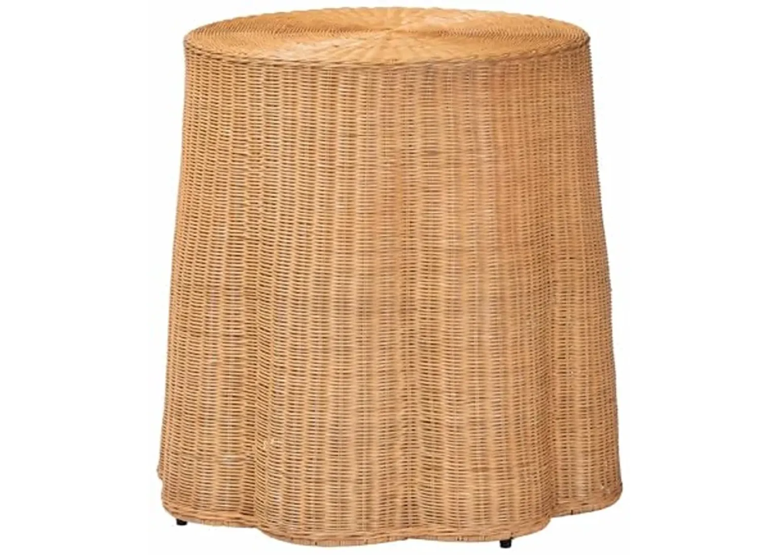 bali & pari Palm Bohemian Honey Scallop Rattan End Table