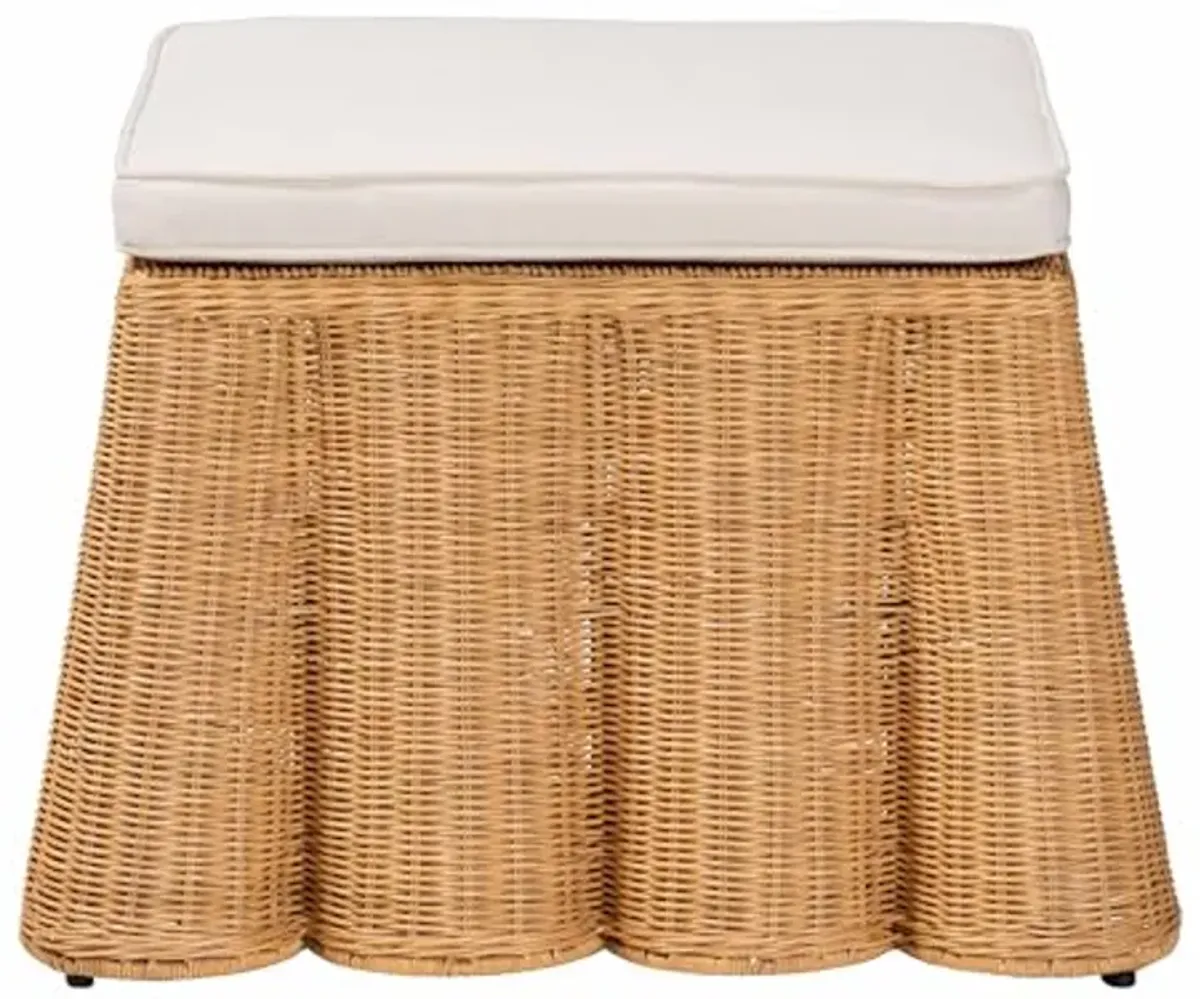 bali & pari Palm Bohemian Honey Scallop Rattan Ottoman