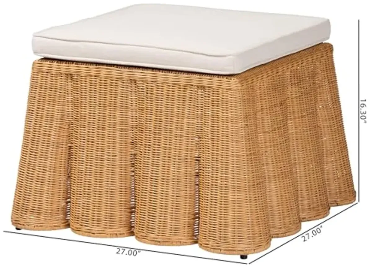 bali & pari Palm Bohemian Honey Scallop Rattan Ottoman