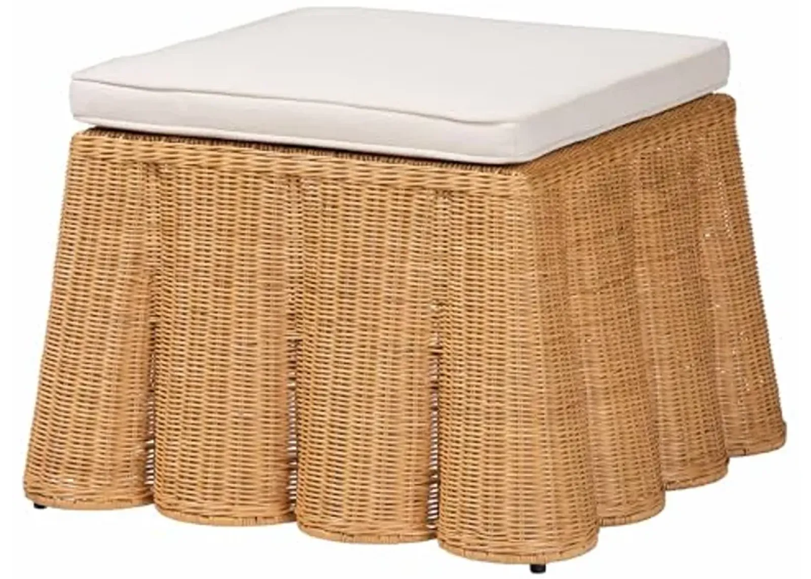 bali & pari Palm Bohemian Honey Scallop Rattan Ottoman