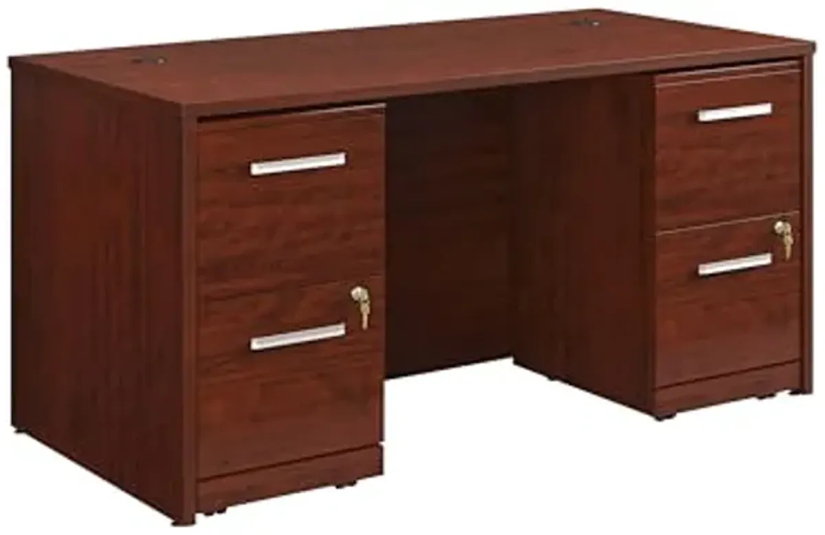 OfficeWorks by Sauder Affirm 60x30 Office Desk, 2-Drawer Pedestals (X2), Classic Cherry Finish