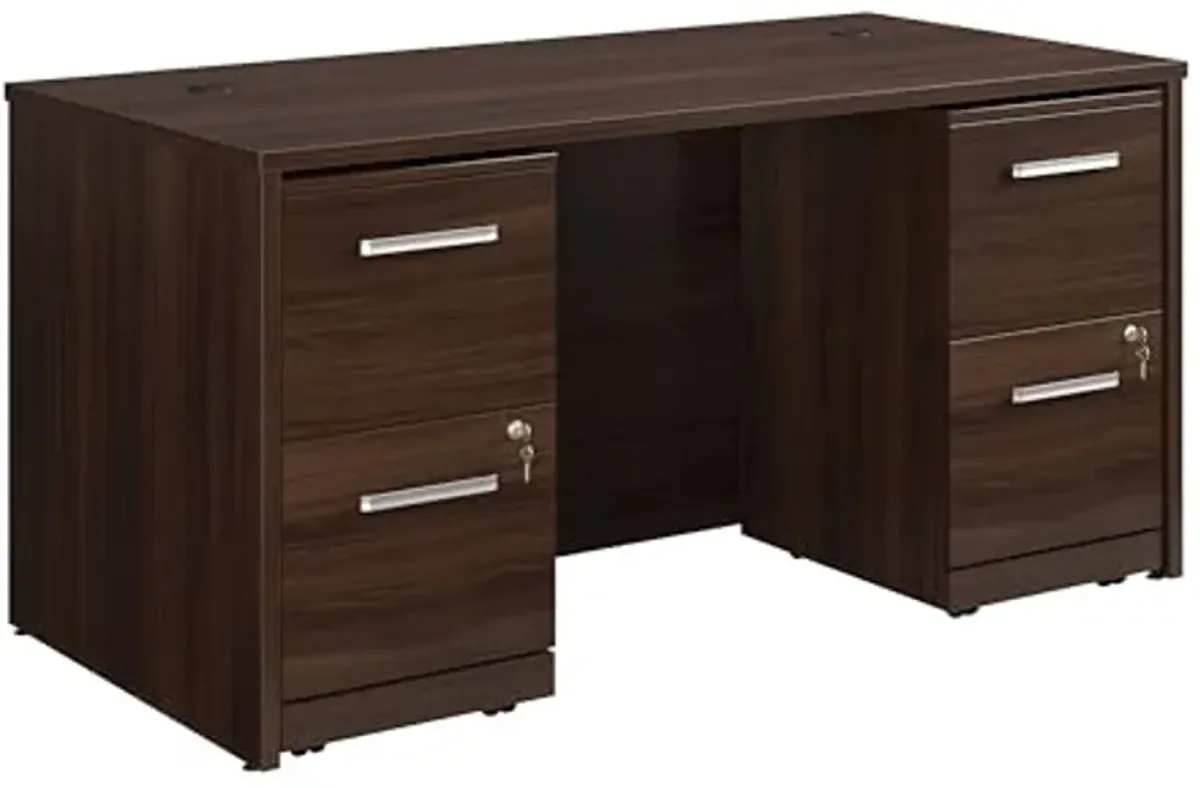 OfficeWorks by Sauder Affirm 60x30 Office Desk, 2-Drawer Pedestals (X2), Noble Elm Finish