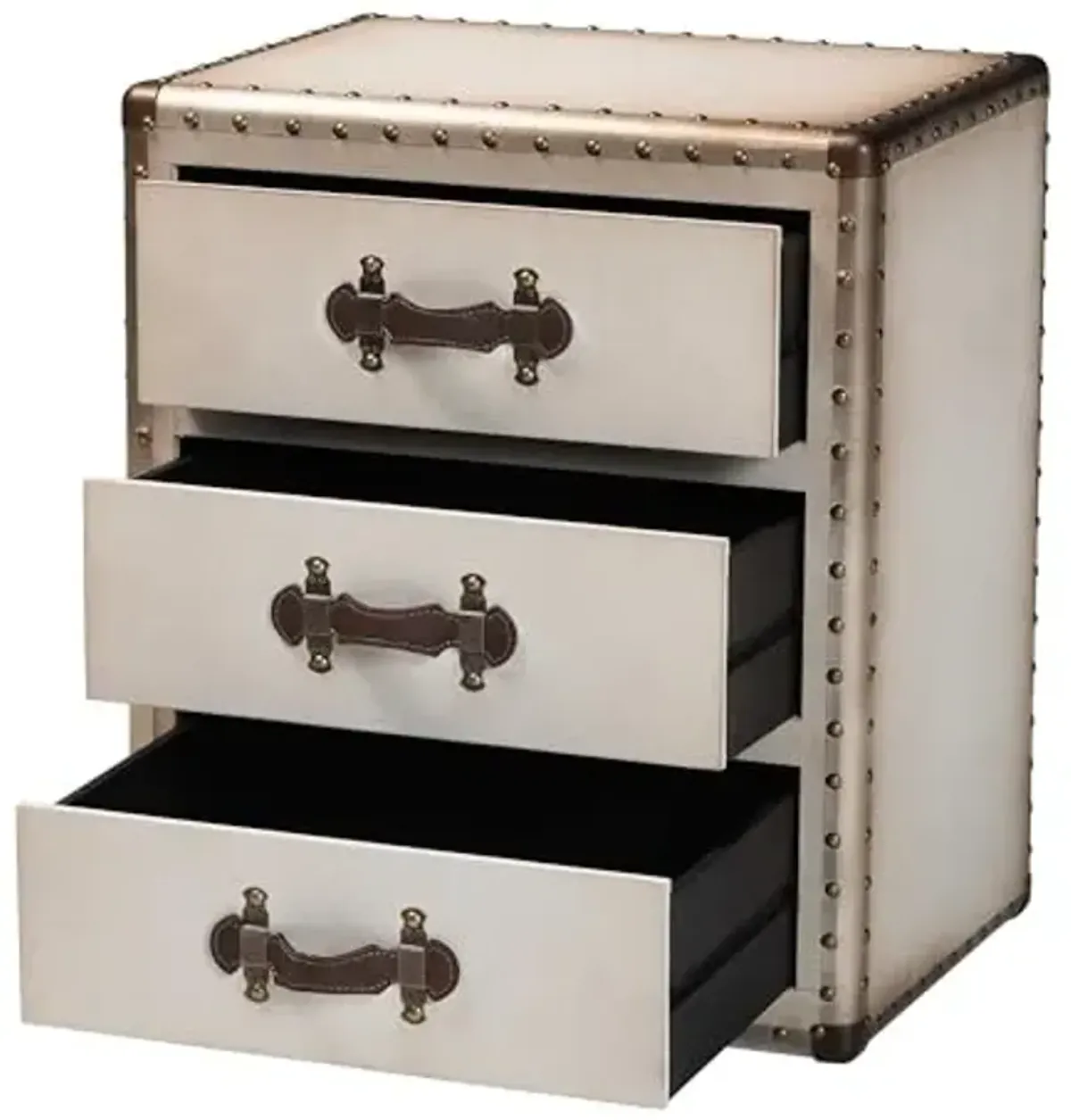 Baxton Studio Mallison Vintage White Canvas 3-Drawer End Table