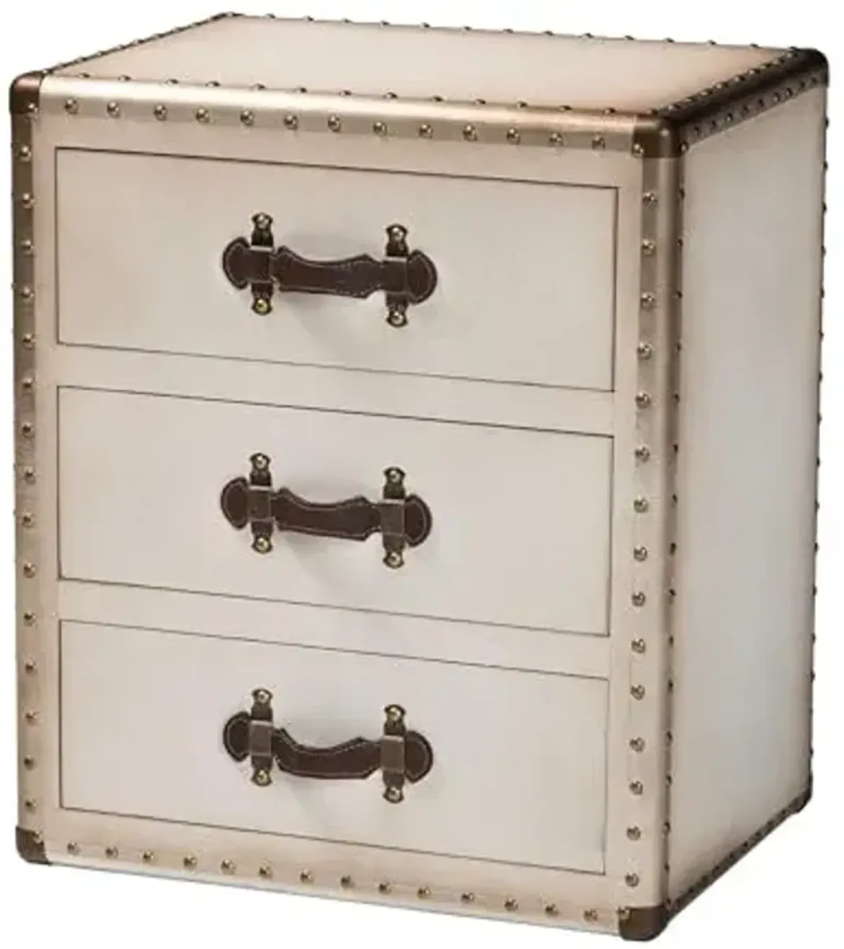 Baxton Studio Mallison Vintage White Canvas 3-Drawer End Table