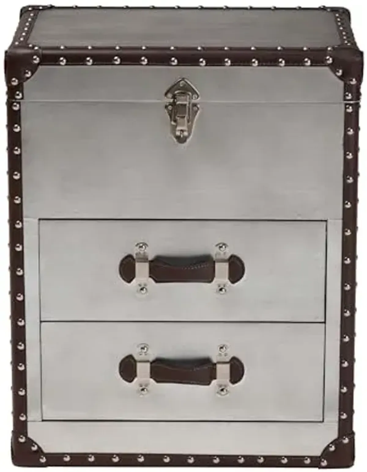 Baxton Studio Calidore Vintage Silver Metal 2-Drawer End Table