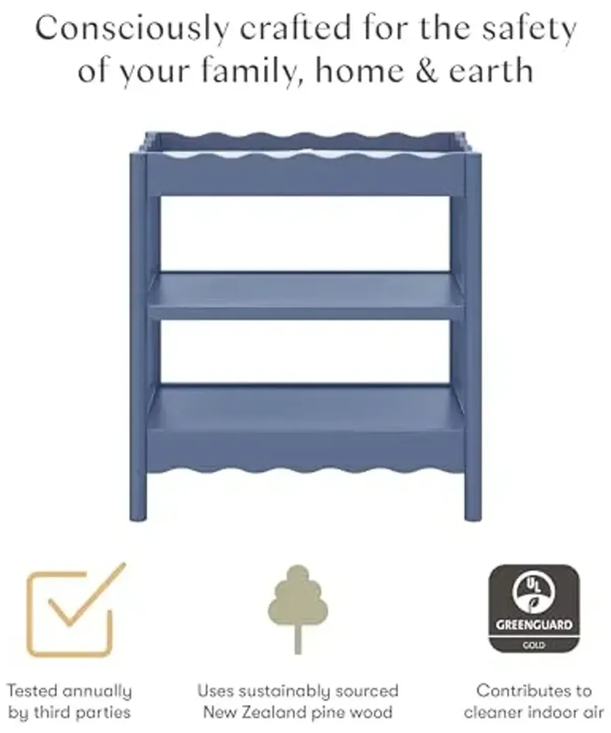 babyletto Swell Changing Table in Cove Blue, Greenguard Gold Certified