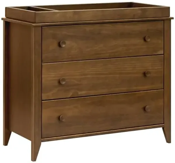 Babyletto Sprout 3-Drawer Changing Table Dresser w/Removable Tray | GREENGUARD Certified Baby Dresser with Changing Table Top & Storage for Nursery - Versatile Use for Bedroom/Hallway, Natural Walnut
