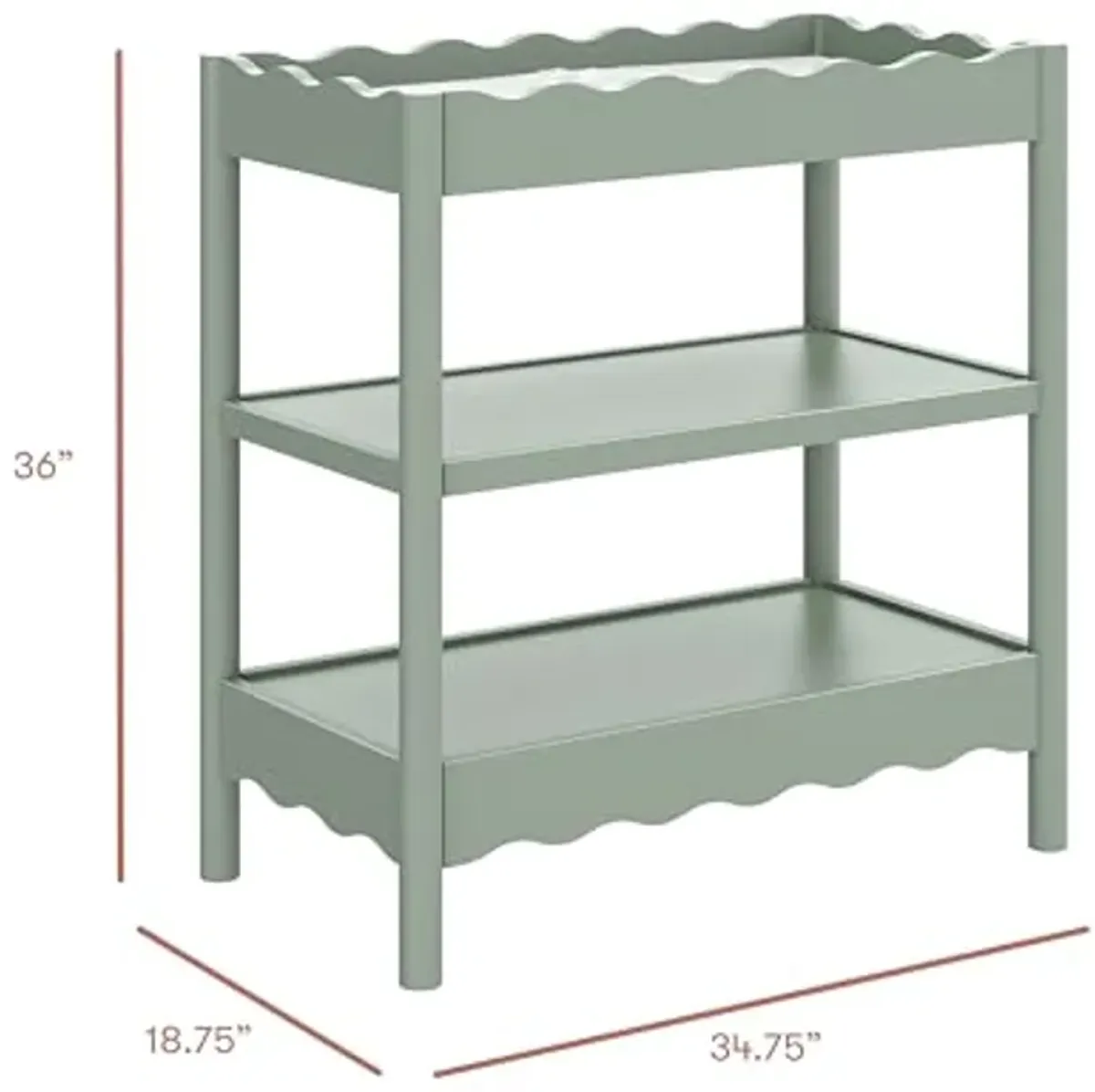 Babyletto Swell Changing Table in Light Sage, Greenguard Gold Certified