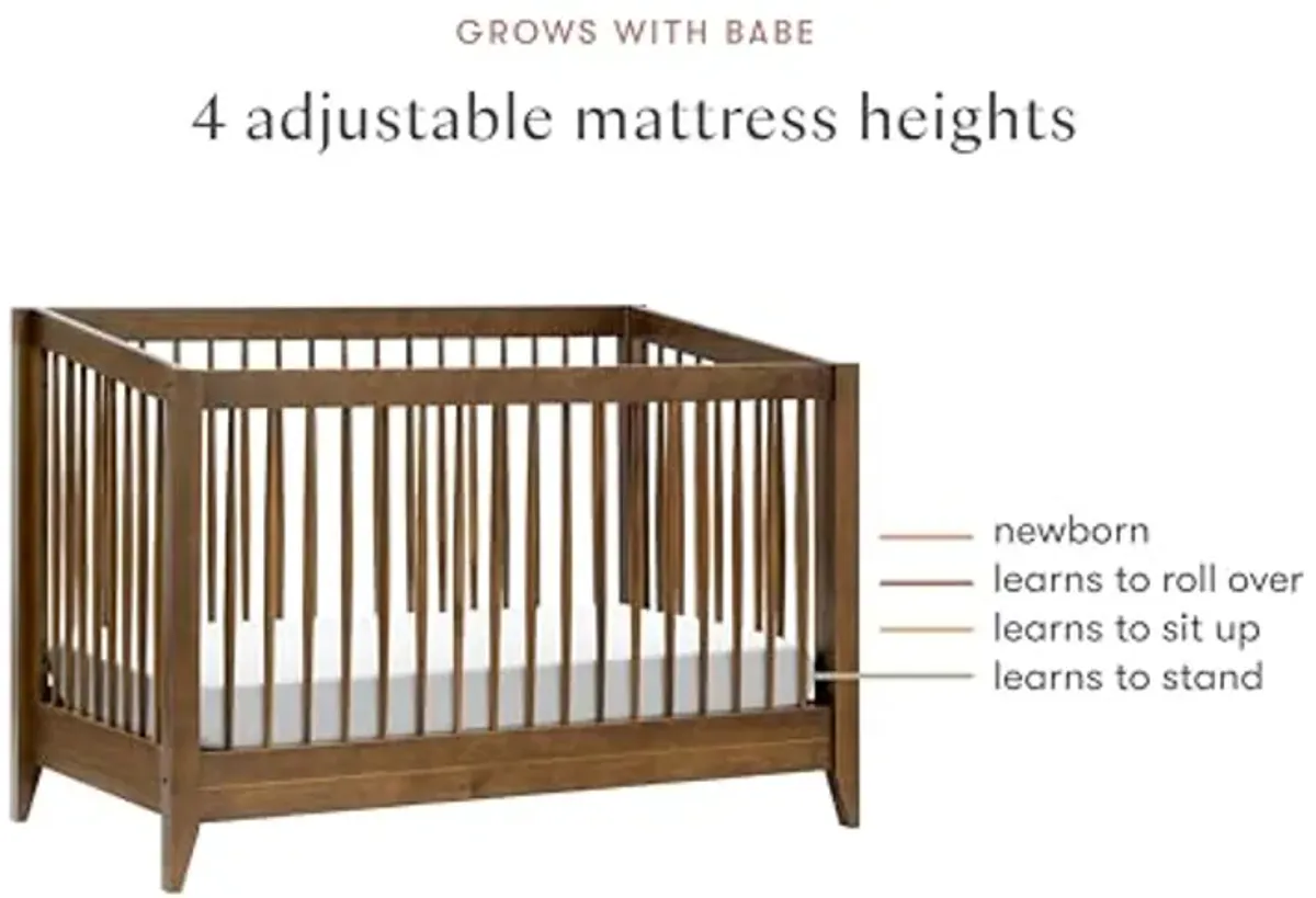 Babyletto Sprout 4-in-1 Convertible Crib with Toddler Bed Conversion Kit in Natural Walnut, Greenguard Gold Certified