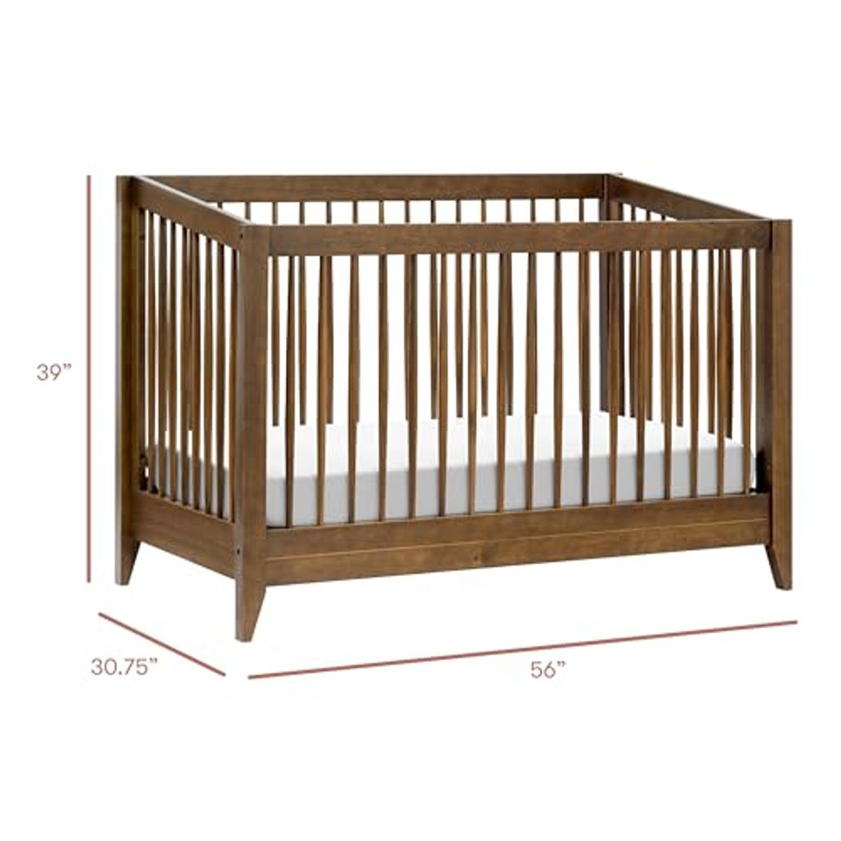 Babyletto Sprout 4-in-1 Convertible Crib with Toddler Bed Conversion Kit in Natural Walnut, Greenguard Gold Certified