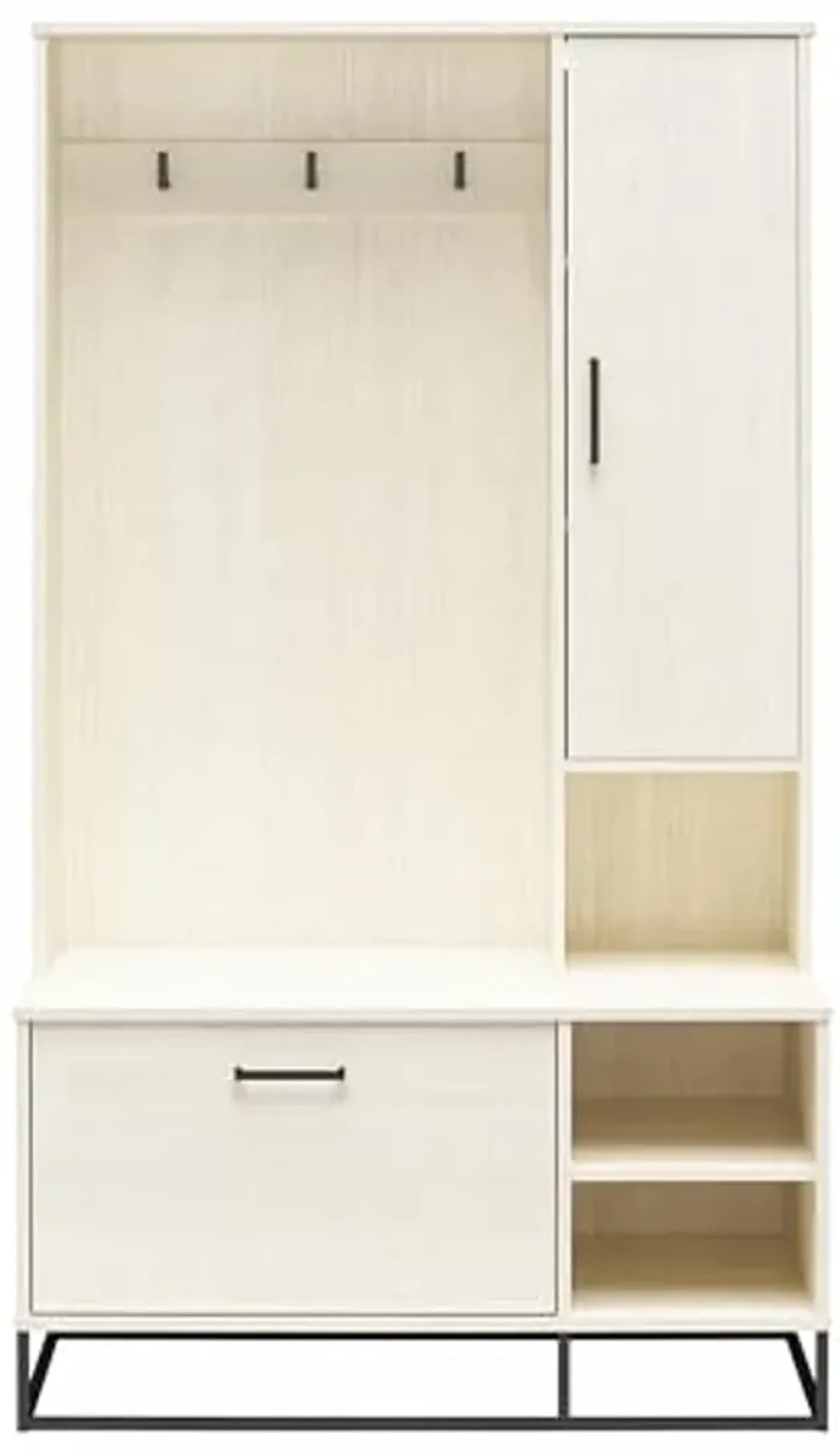 Novogratz Kelly Hall Tree with Bench and Shoe Storage, Ivory Oak