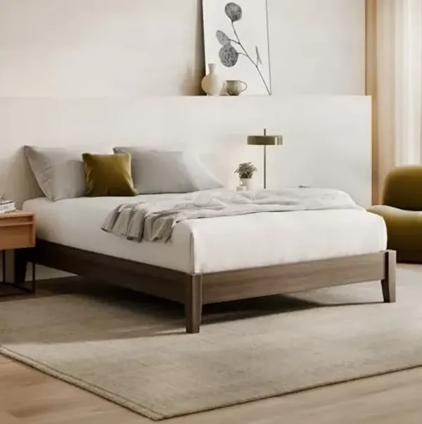Nectar Premier Wood Platform King Bed Frame - Walnut - 12” Height - Contemporary and Durable - Sturdy Wooden Slats for Support - Easy Assembly - Holds Up to 800 Pounds