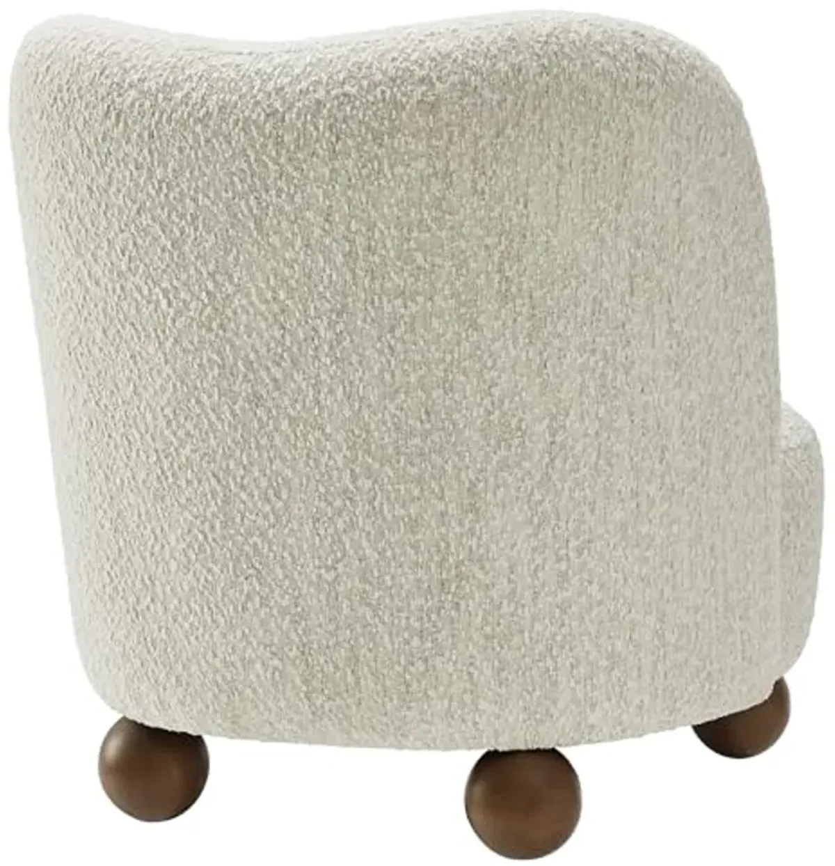 Modway Monroe Boucle Accent Chair in Pearl Walnut - Upholstered Fabric Barrel Chair - Comfy Teddy Chair - Oversized Round Armless Reading Chair for Living Room, Bedroom