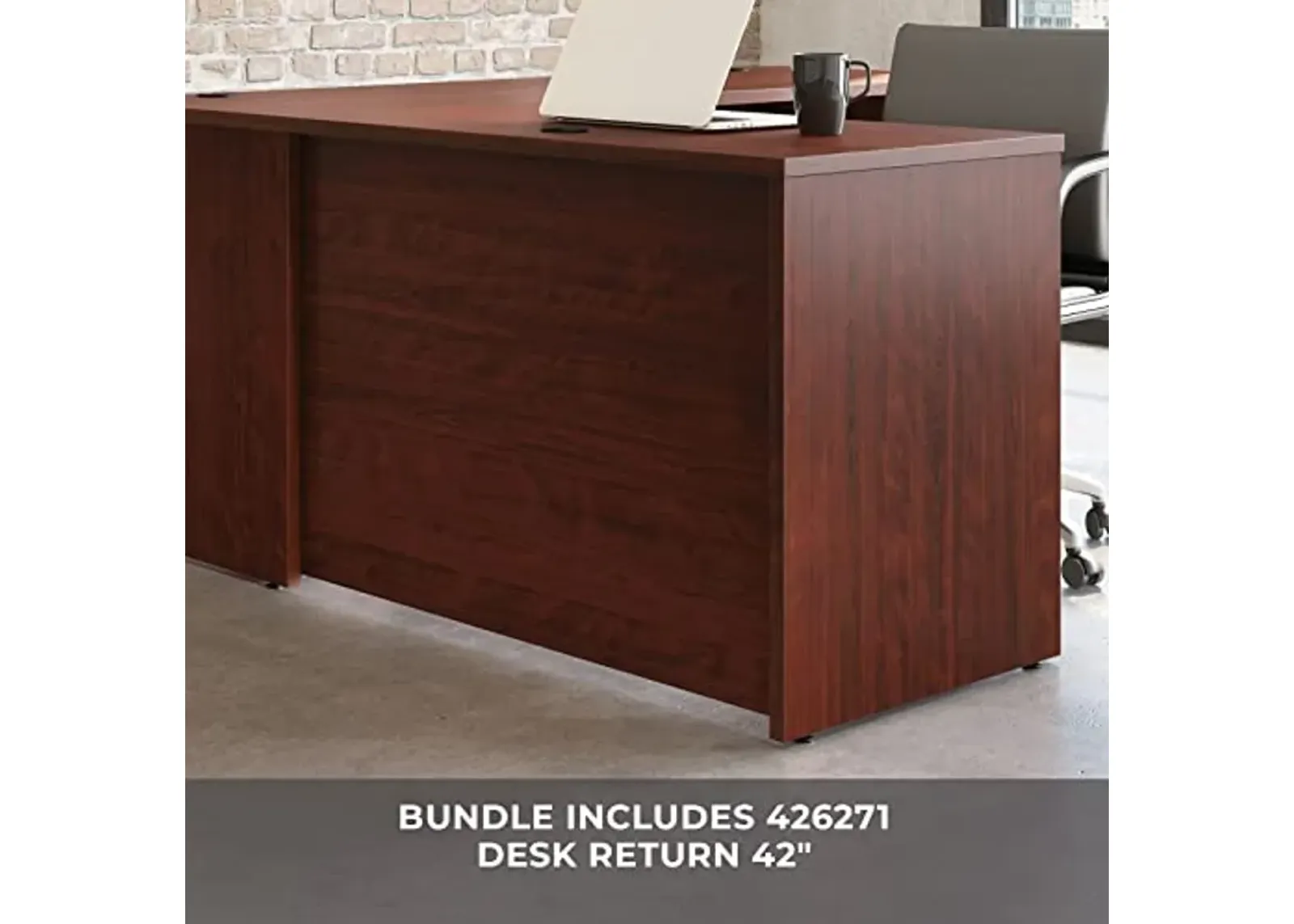 OfficeWorks by Sauder Affirm 60x30 Desk, 42" Return, Classic Cherry Finish