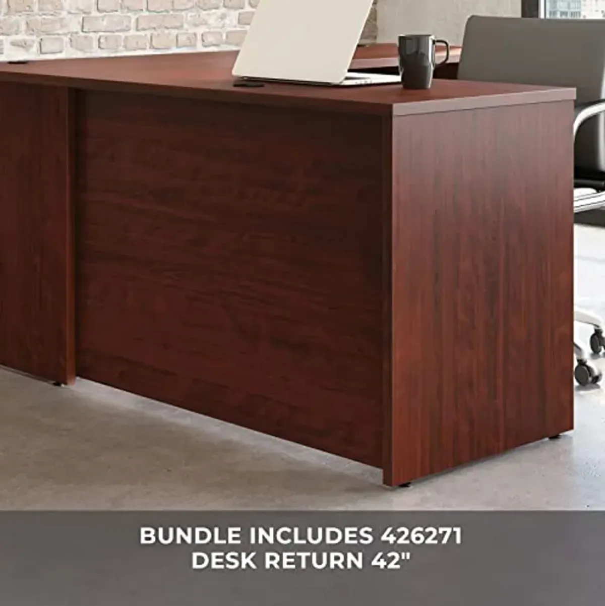 OfficeWorks by Sauder Affirm 60x30 Desk, 42" Return, Classic Cherry Finish