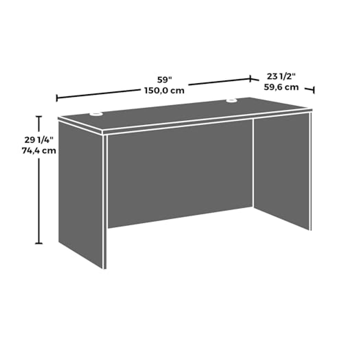 OfficeWorks by Sauder Affirm 60" Desk & 42" Return, Classic Cherry Finish