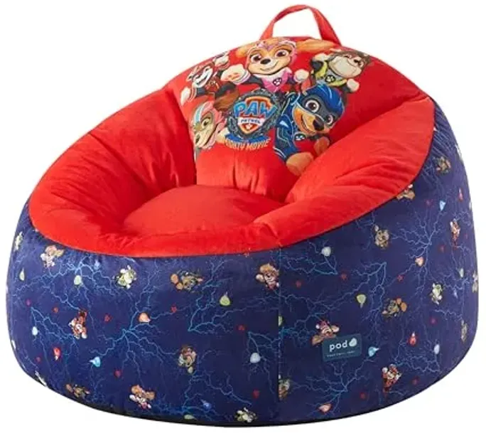 Idea Nuova Paw Patrol The Mighty Movie Hillside by pod Plush Kids Bean Bag Chair, 24" Wx24 Dx17 H